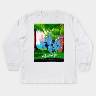 Vintage Travel Poster USA Puerto Rico Kids Long Sleeve T-Shirt